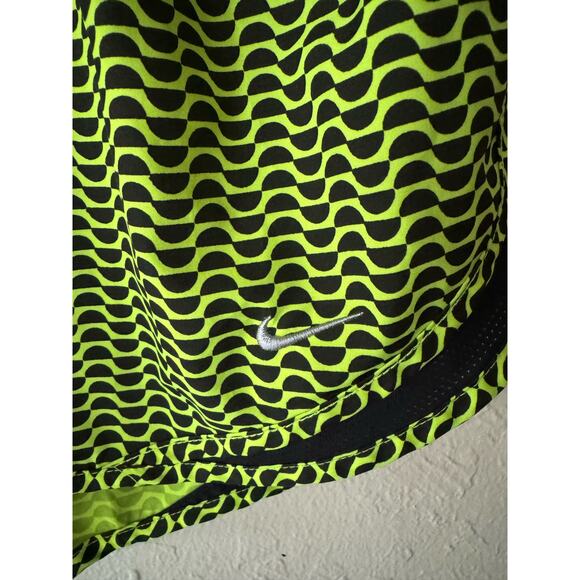 Nike Dri Fit Women's Shorts in Neon Green and Black Geometric Pattern, Size M - Picture 1 of 5